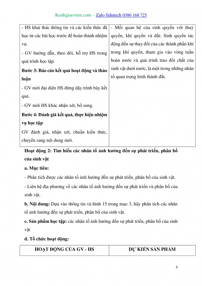 Giáo án và PPT Địa lí 10 kết nối Bài 15: Sinh quyển