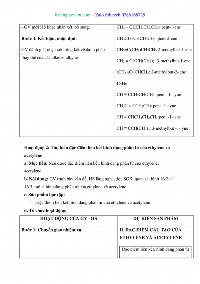 Giáo án và PPT Hoá học 11 kết nối Bài 16: Hydrocarbon không no