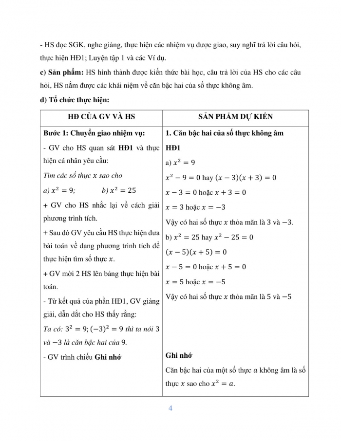 Giáo án và PPT Toán 9 cánh diều bài 1: Căn bậc hai và căn bậc ba của số thực