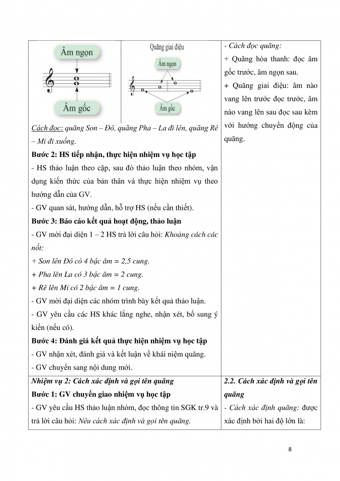 Giáo án và PPT Âm nhạc 9 cánh diều Bài 1 Tiết 1: Hát bài Tuổi mười lăm, Sơ lược về quãng, cách xác định và gọi tên quãng