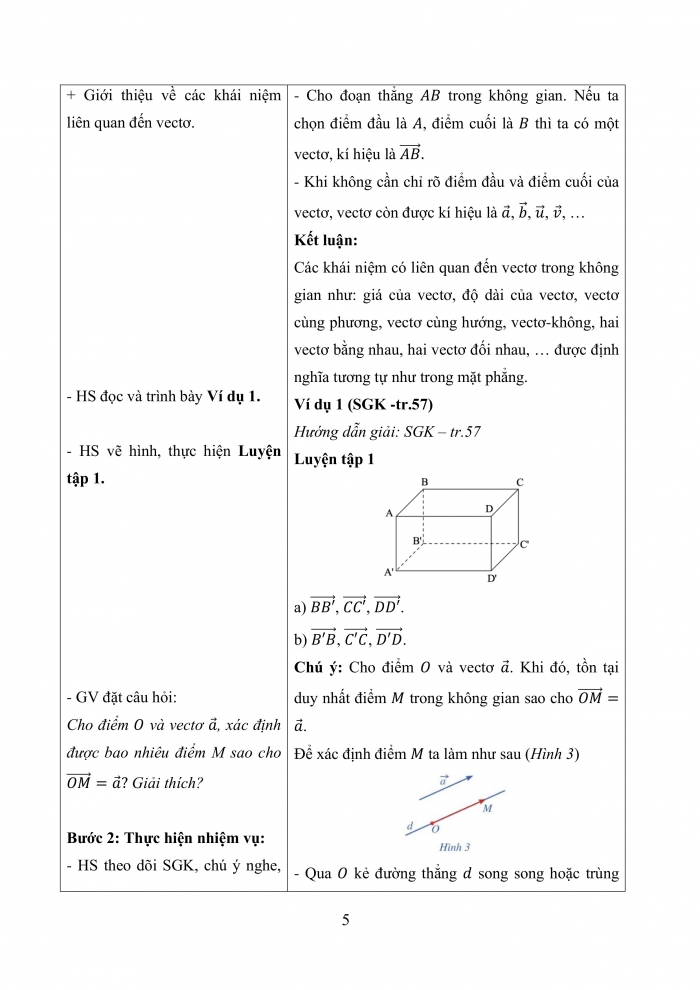 Giáo án và PPT Toán 12 cánh diều Bài 1: Vectơ và các phép toán vectơ trong không gian