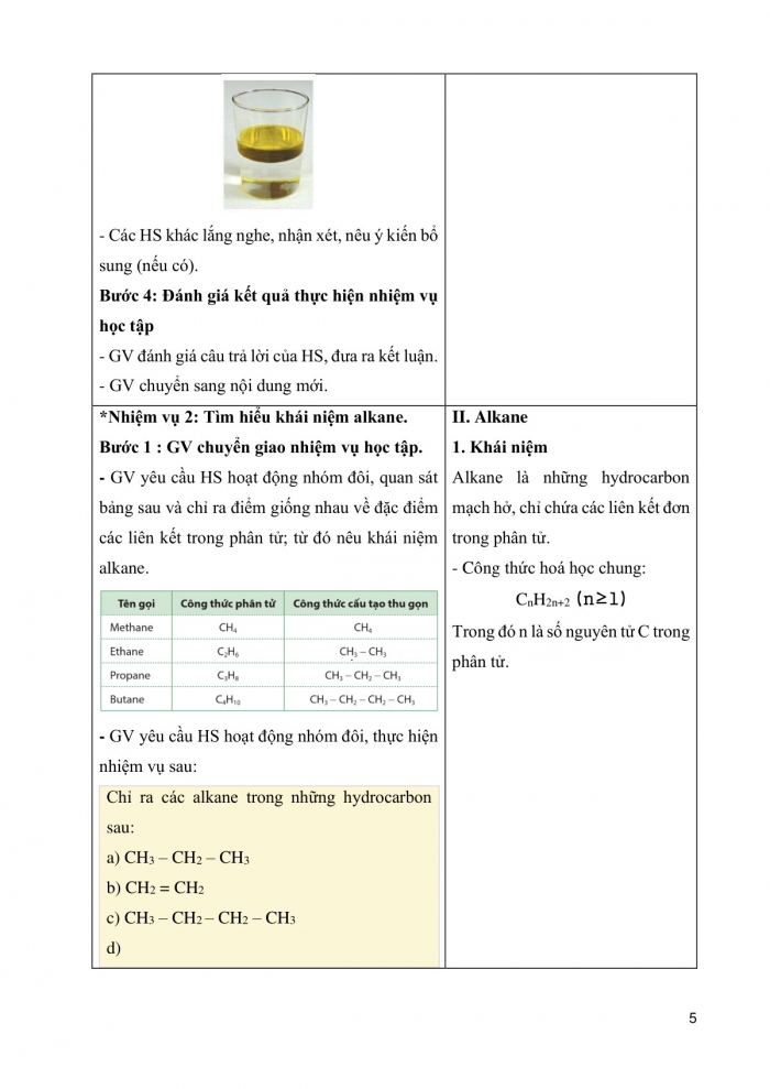 Giáo án và PPT KHTN 9 cánh diều Bài 20: Hydrocarbon, alkane