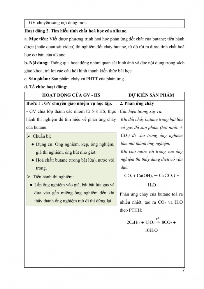 Giáo án và PPT KHTN 9 cánh diều Bài 20: Hydrocarbon, alkane