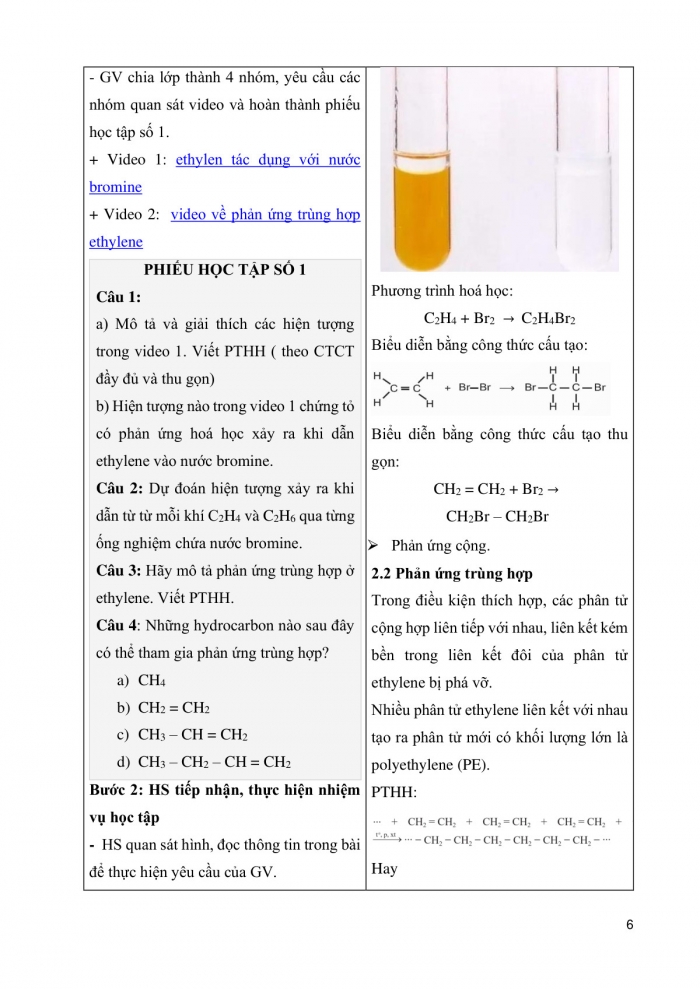 Giáo án và PPT KHTN 9 cánh diều Bài 21: Alkene