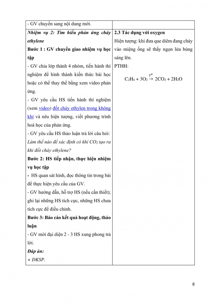 Giáo án và PPT KHTN 9 cánh diều Bài 21: Alkene