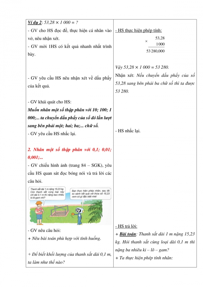 Giáo án và PPT Toán 5 Kết nối bài 23: Nhân, chia số thập phân với 10; 100; 1000;... hoặc với 0,1; 0,01; 0,001;...