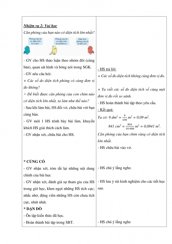 Giáo án và PPT Toán 5 Chân trời bài 26: Viết các số đo diện tích dưới dạng số thập phân