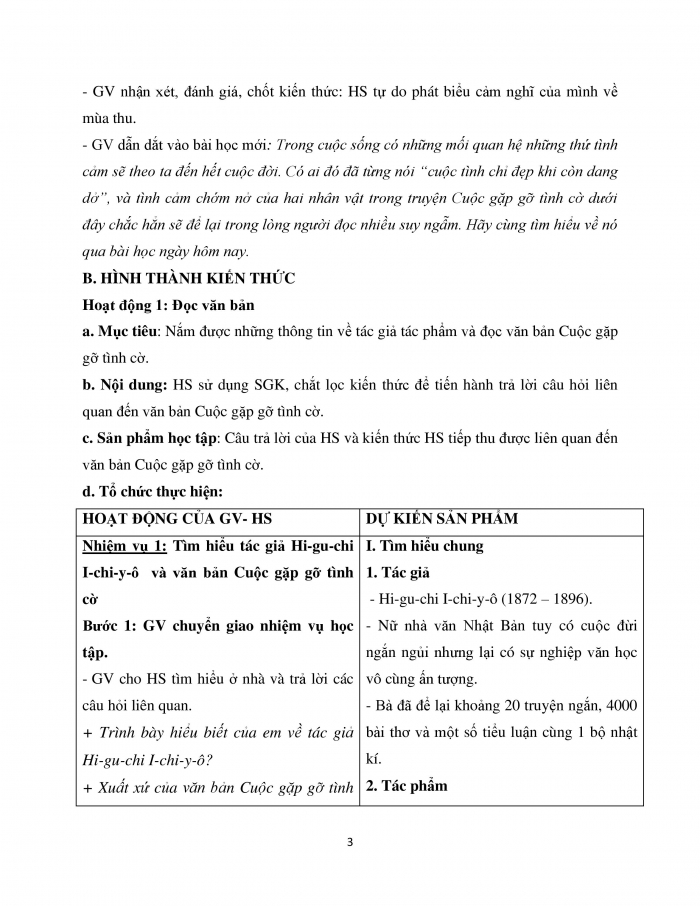 Giáo án và PPT Ngữ văn 12 chân trời bài 2: Cuộc gặp gỡ tình cờ (Hi-gu-chi I-chi-y-ô)