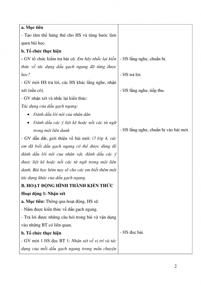 Giáo án và PPT Tiếng Việt 5 cánh diều Bài 2: Dấu gạch ngang