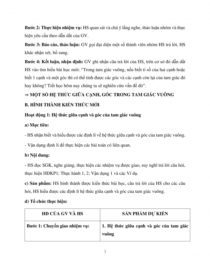 Giáo án và PPT Toán 9 chân trời bài 2: Hệ thức giữa cạnh và góc của tam giác vuông