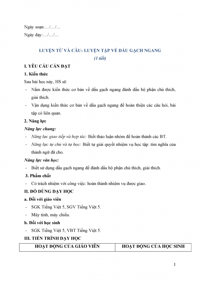 Giáo án và PPT Tiếng Việt 5 cánh diều Bài 2: Luyện tập về dấu gạch ngang