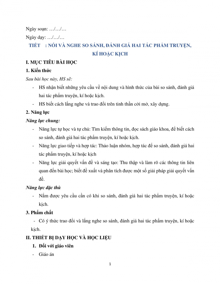 Giáo án và PPT Ngữ văn 12 chân trời bài 3: Trình bày so sánh, đánh giá hai tác phẩm truyện/ kí hoặc kịch