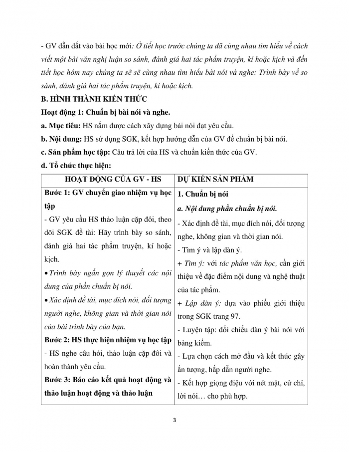 Giáo án và PPT Ngữ văn 12 chân trời bài 3: Trình bày so sánh, đánh giá hai tác phẩm truyện/ kí hoặc kịch