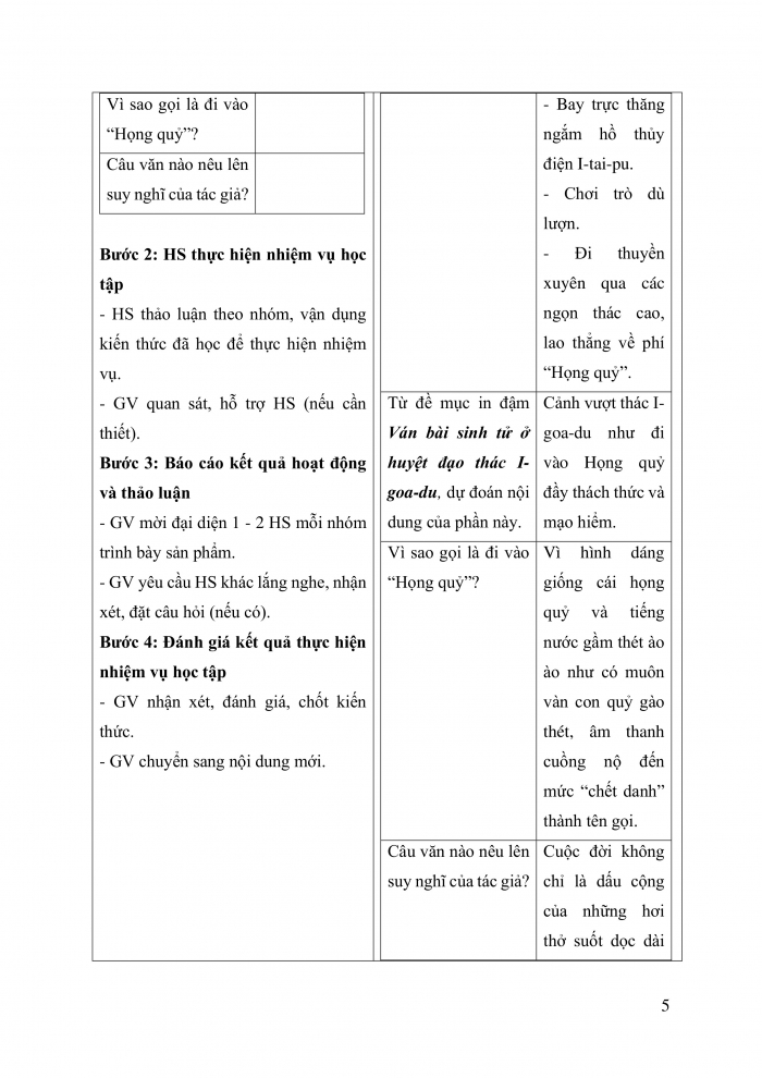 Giáo án và PPT Ngữ văn 9 cánh diều bài 3 Khám phá kì quan thế giới: thác I-goa-du (Theo Đỗ Doãn Hoàng)