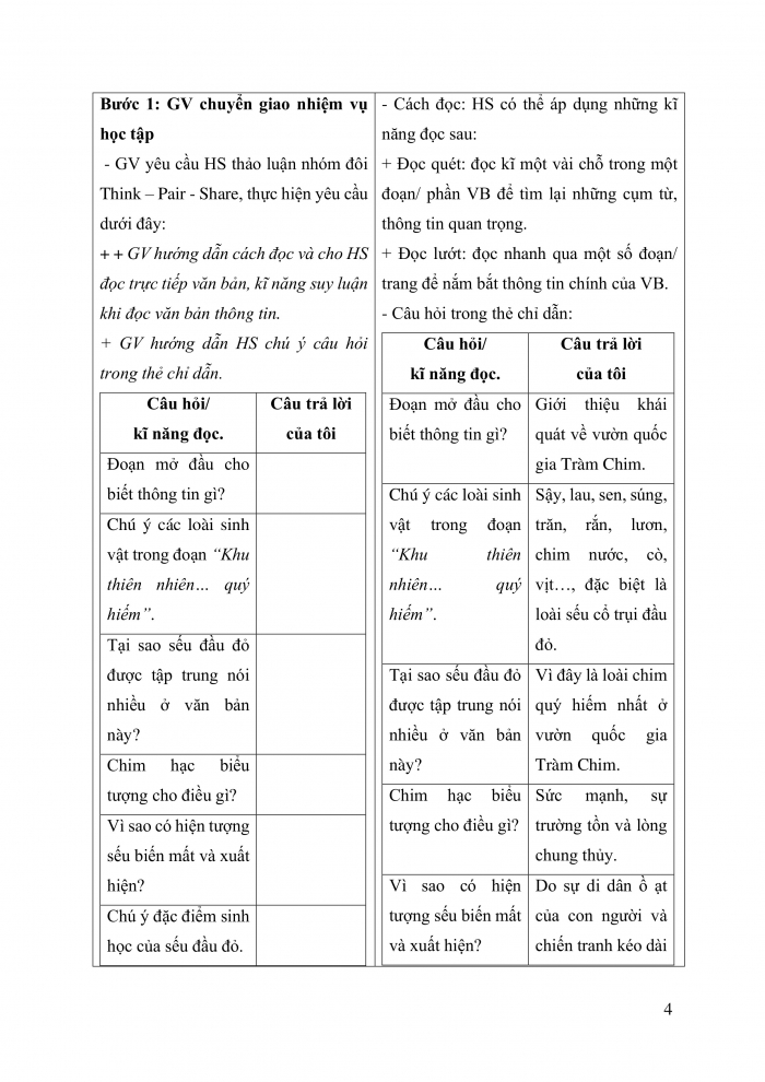 Giáo án và PPT Ngữ văn 9 cánh diều bài 3: Vườn quốc gia Tràm Chim – Tam Nông (Theo dulichviet.net.vn)