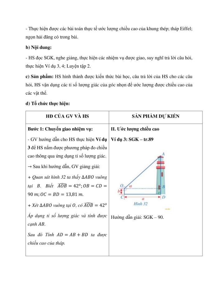 Giáo án và PPT Toán 9 cánh diều bài 3: Ứng dụng của tỉ số lượng giác của góc nhọn