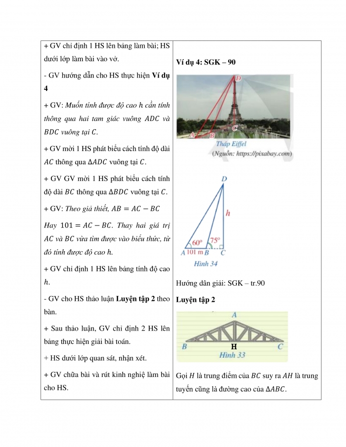 Giáo án và PPT Toán 9 cánh diều bài 3: Ứng dụng của tỉ số lượng giác của góc nhọn