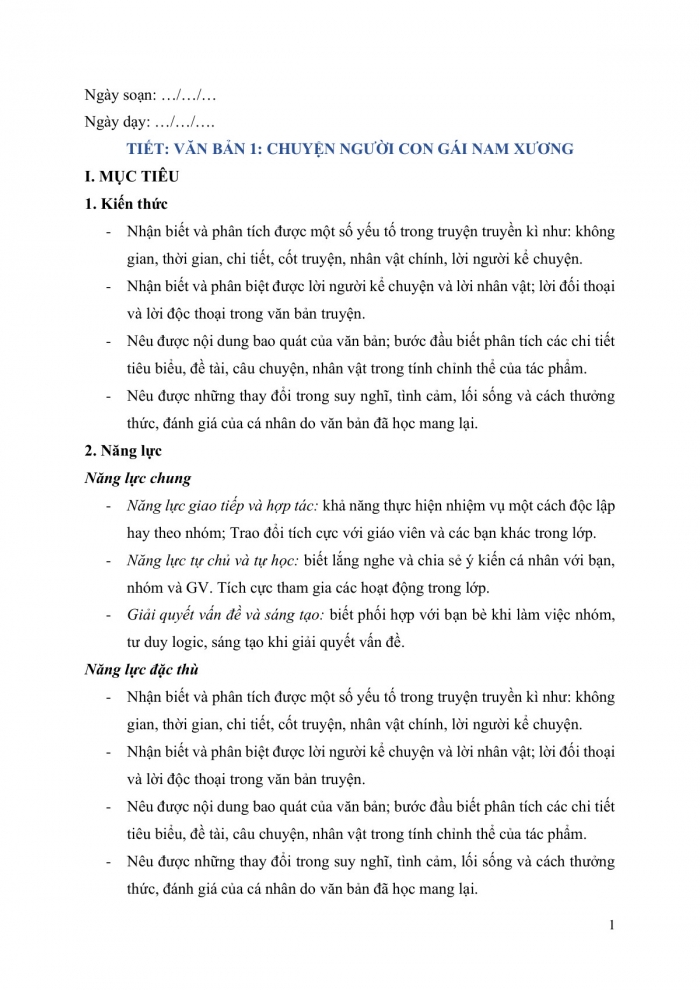 Giáo án và PPT Ngữ văn 9 chân trời bài 4: Chuyện người con gái Nam Xương (Nguyễn Dữ)