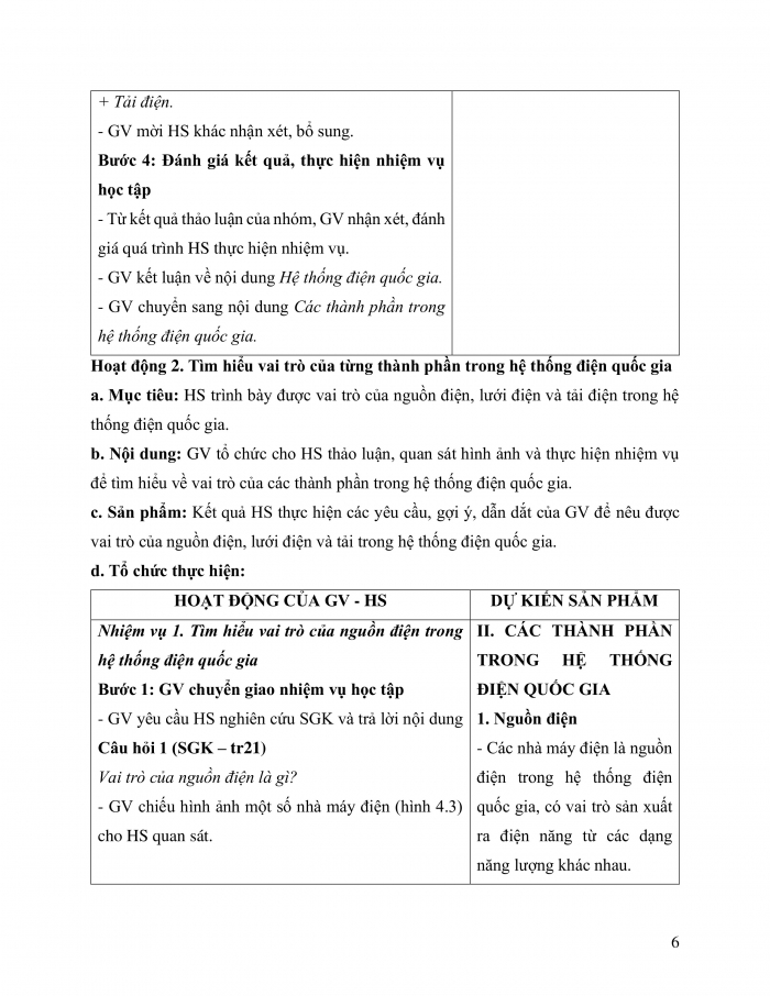 Giáo án và PPT công nghệ 12 điện - điện tử Cánh diều bài 4: Cấu trúc hệ thống điện quốc gia