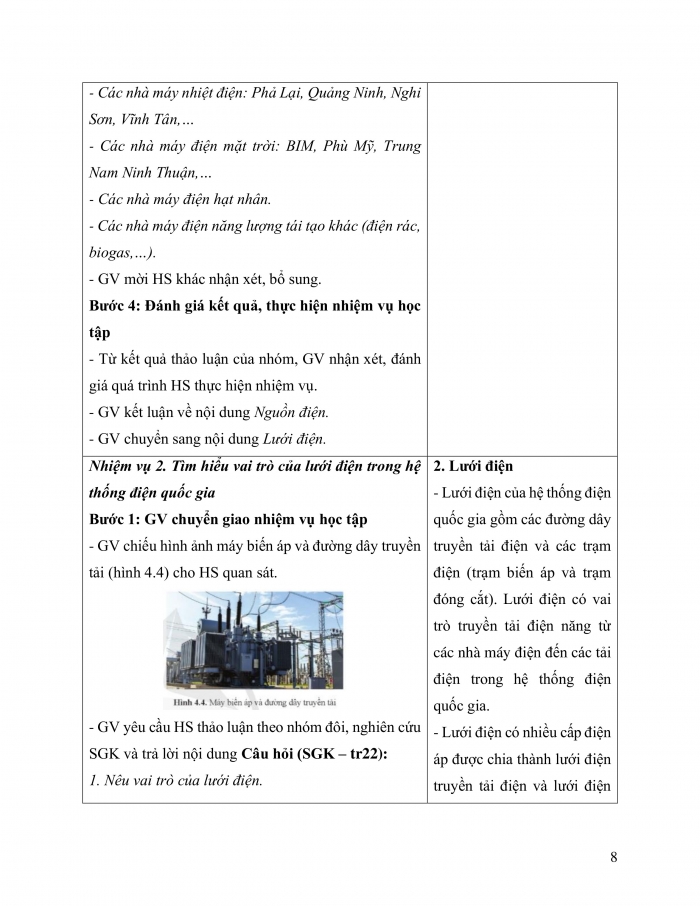 Giáo án và PPT công nghệ 12 điện - điện tử Cánh diều bài 4: Cấu trúc hệ thống điện quốc gia