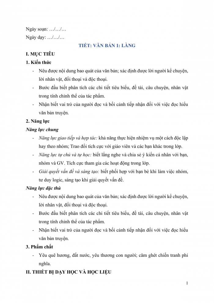 Giáo án và PPT Ngữ văn 9 cánh diều bài 4: Làng (Kim Lân)