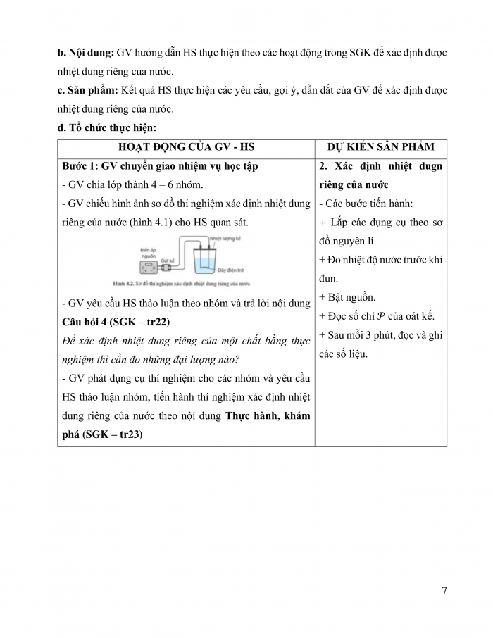 Giáo án và PPT Vật lí 12 cánh diều bài 4: Nhiệt dung riêng, nhiệt nóng chảy riêng, nhiệt hóa hơi riêng