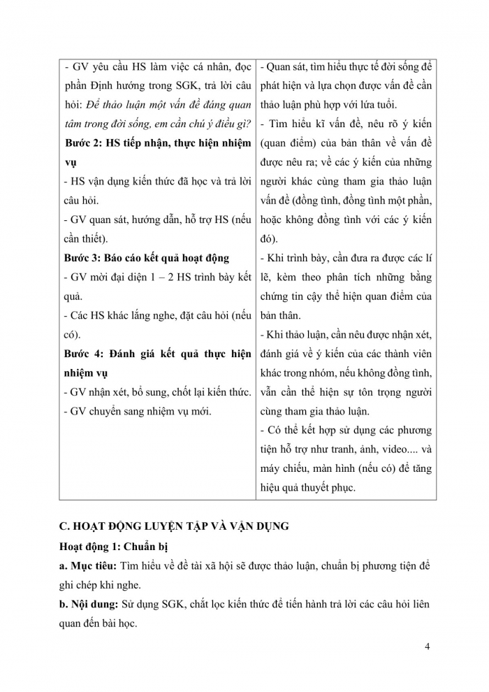 Giáo án và PPT Ngữ văn 9 cánh diều bài 4: Thảo luận về một vấn đề đáng quan tâm trong đời sống