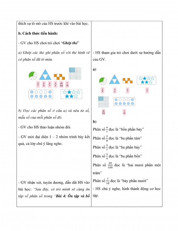 Giáo án và PPT Toán 5 cánh diều bài 4: Ôn tập và bổ sung về phân số