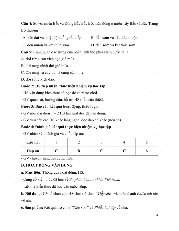 Giáo án và PPT Địa lí 12 cánh diều bài 4: Thực hành Trình bày báo cáo về sự phân hóa tự nhiên Việt Nam