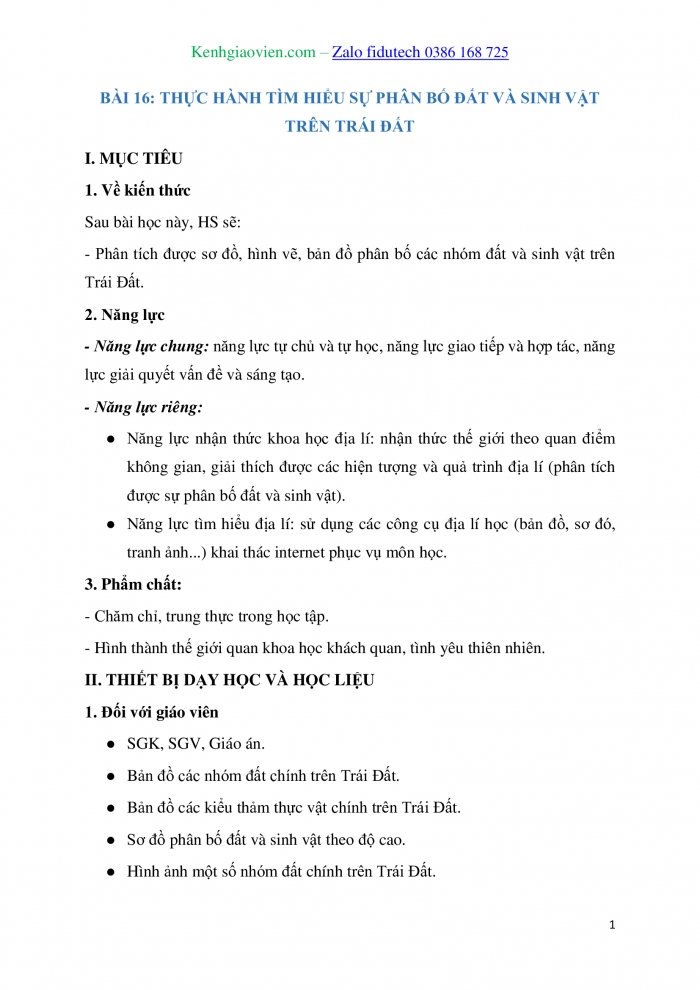 Giáo án và PPT Địa lí 10 kết nối Bài 16: Thực hành Tìm hiểu sự phân bố đất và sinh vật trên Trái Đất