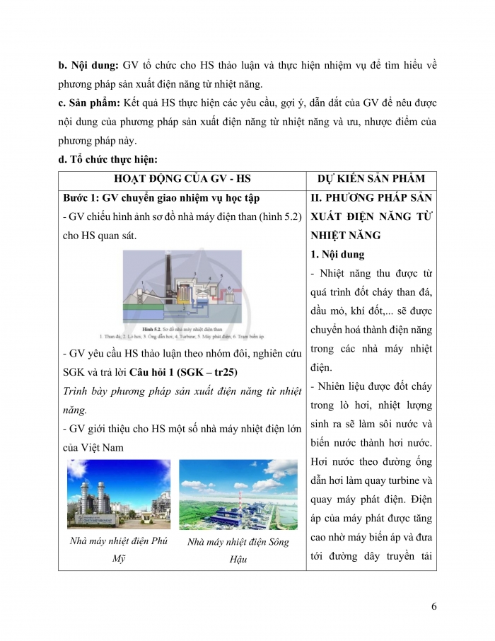 Giáo án và PPT công nghệ 12 điện - điện tử Cánh diều bài 5: Một số phương pháp sản xuất điện năng