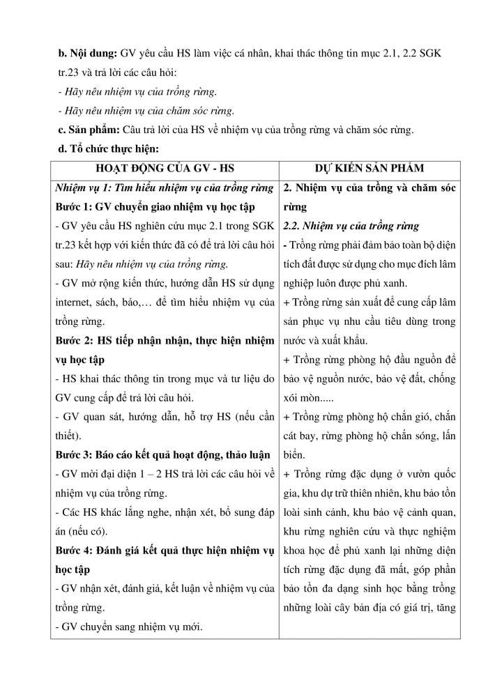 Giáo án và PPT công nghệ 12 lâm nghiệp thủy sản Cánh diều bài 5: Hoạt động trồng và chăm sóc rừng