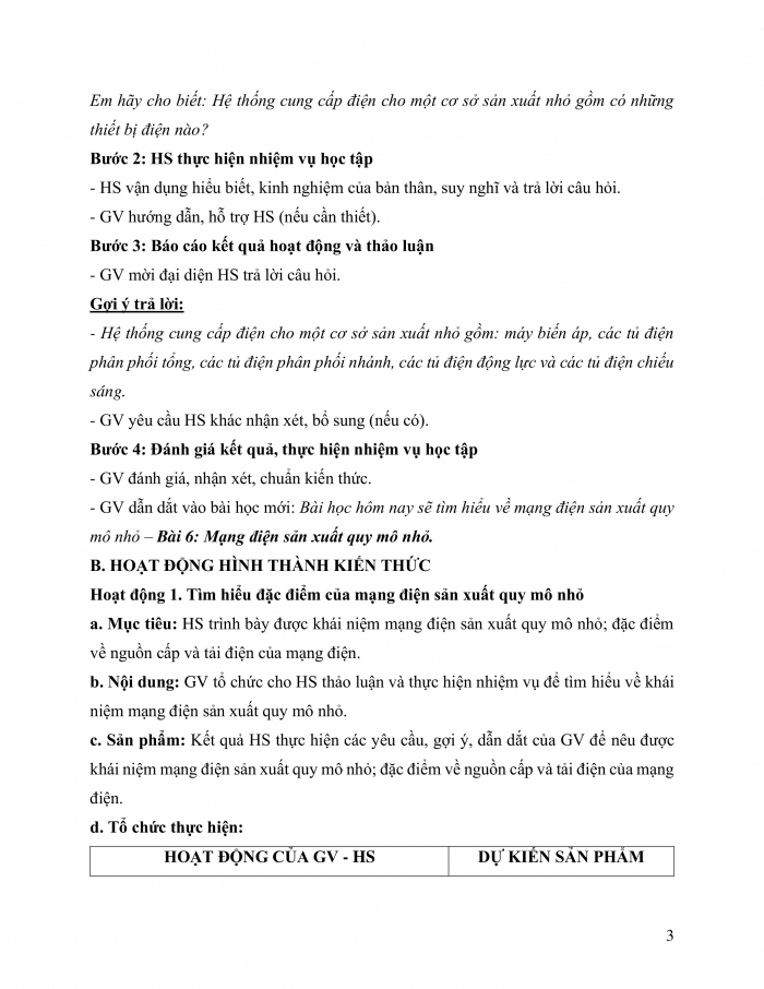 Giáo án và PPT công nghệ 12 điện - điện tử Cánh diều bài 6: Mạng điện sản xuất quy mô nhỏ