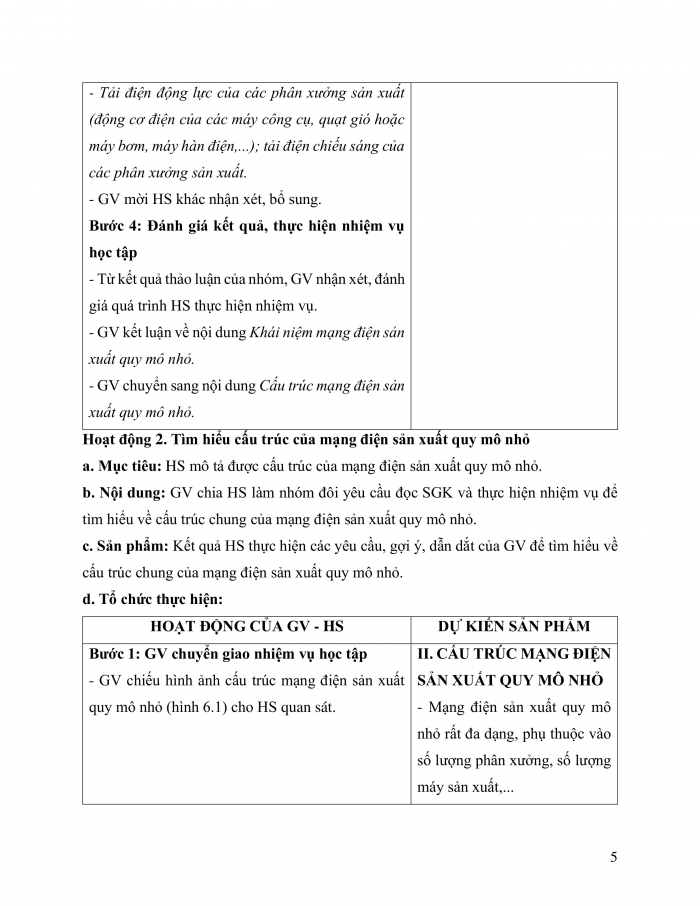 Giáo án và PPT công nghệ 12 điện - điện tử Cánh diều bài 6: Mạng điện sản xuất quy mô nhỏ