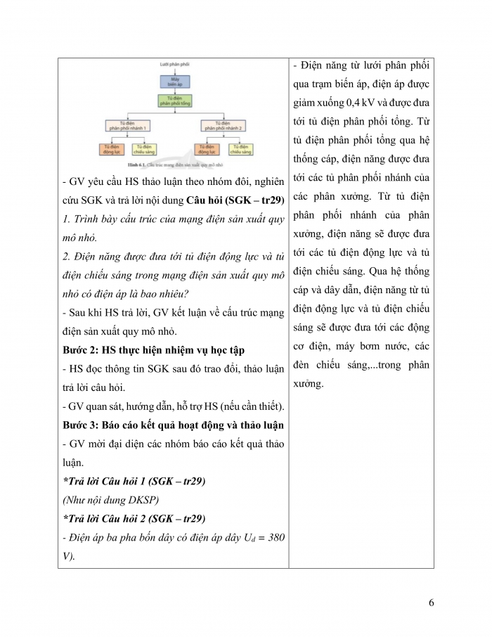 Giáo án và PPT công nghệ 12 điện - điện tử Cánh diều bài 6: Mạng điện sản xuất quy mô nhỏ