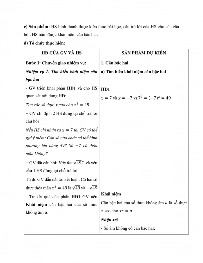 Giáo án và PPT Toán 9 Kết nối bài 7: Căn bậc hai và căn thức bậc hai