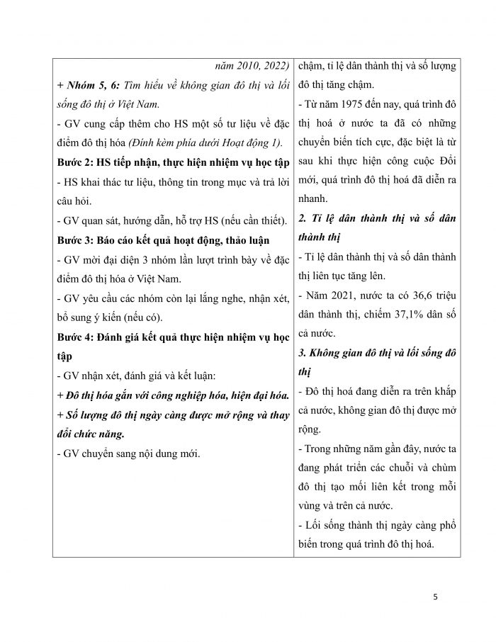 Giáo án và PPT Địa lí 12 cánh diều bài 7: Đô thị hóa