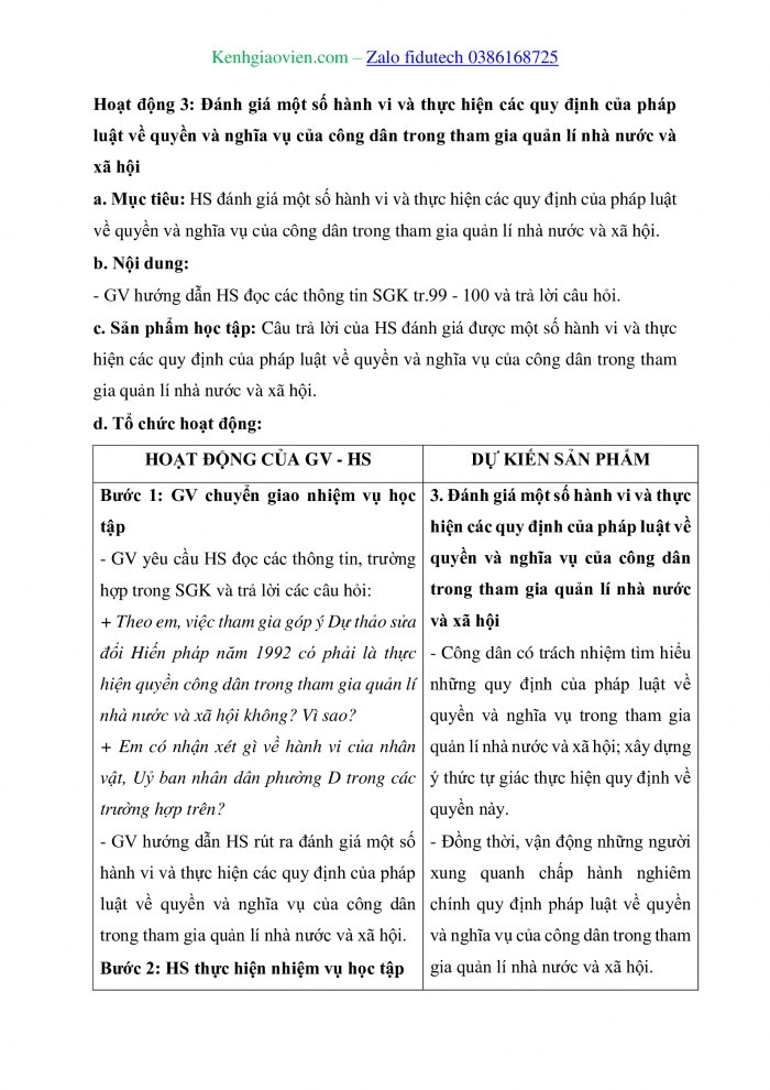 Giáo án và PPT Kinh tế pháp luật 11 chân trời Bài 13: Quyền và nghĩa vụ công dân trong tham gia quản lí nhà nước và xã hội