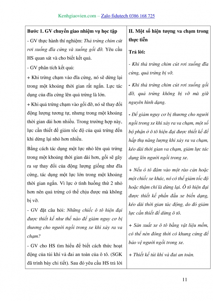 Giáo án và PPT Vật lí 10 cánh diều Bài 2: Động lượng và năng lượng trong va chạm