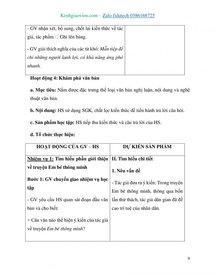 Giáo án và PPT Ngữ văn 7 chân trời Bài 3: Em bé thông minh – nhân vật kết tinh trí tuệ dân gian (Theo Trần Thị Anh)