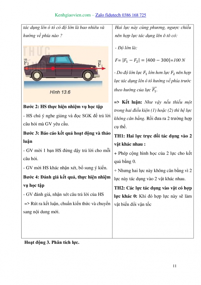 Giáo án và PPT Vật lí 10 kết nối Bài 13: Tổng hợp và phân tích lực. Cân bằng lực