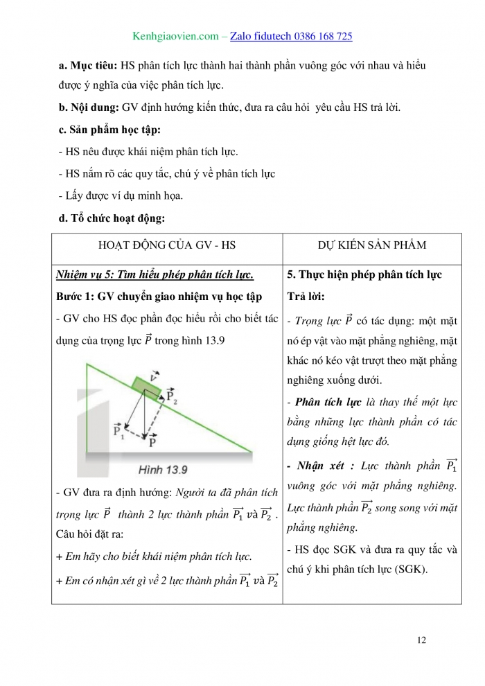 Giáo án và PPT Vật lí 10 kết nối Bài 13: Tổng hợp và phân tích lực. Cân bằng lực