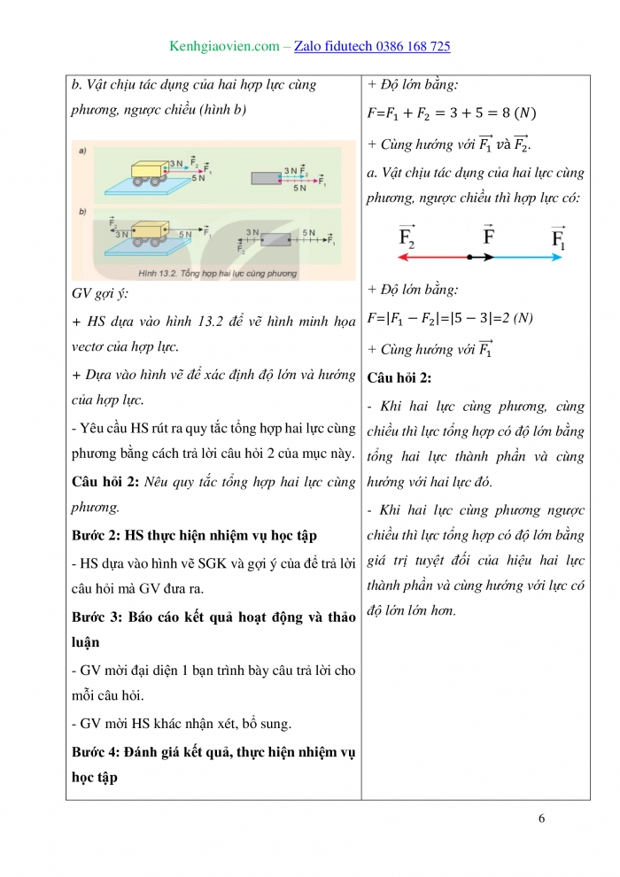 Giáo án và PPT Vật lí 10 kết nối Bài 13: Tổng hợp và phân tích lực. Cân bằng lực