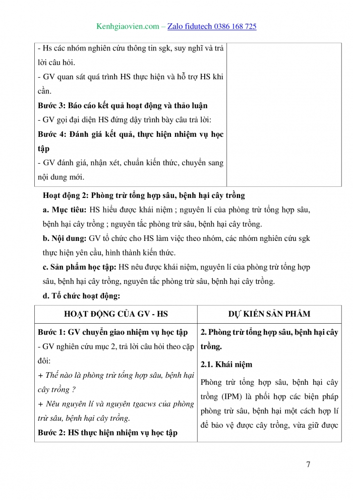 Giáo án và PPT Công nghệ trồng trọt 10 cánh diều Bài 15: Biện pháp phòng trừ sâu, bệnh hại cây trồng