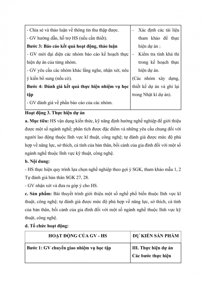 Giáo án và PPT công nghệ 9 định hướng nghề nghiệp Chân trời bài dự án: Nghề nghiệp tương lai của em