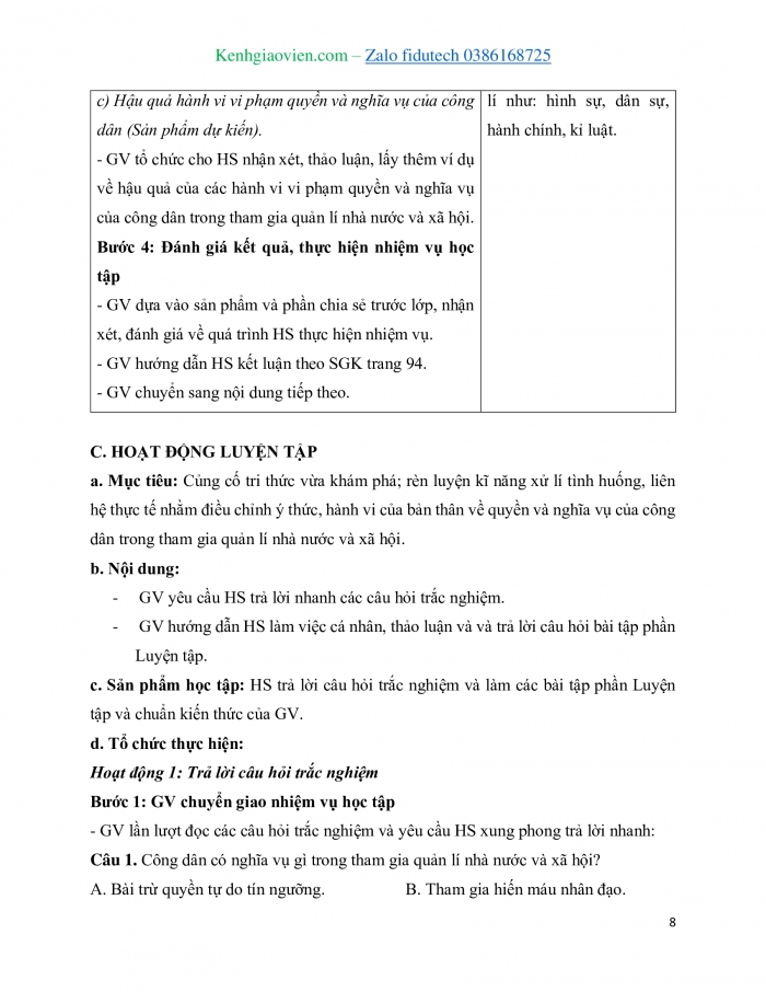 Giáo án và PPT Kinh tế pháp luật 11 cánh diều Bài 13: Quyền và nghĩa vụ công dân trong tham gia quản lí nhà nước và xã hội