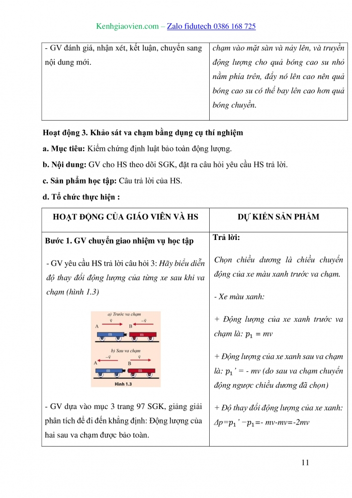 Giáo án và PPT Vật lí 10 cánh diều Bài 1: Động lượng và định luật bảo toàn động lượng