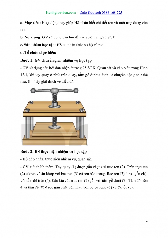 Giáo án và PPT Thiết kế và Công nghệ 10 kết nối Bài 13: Biểu diễn quy ước ren