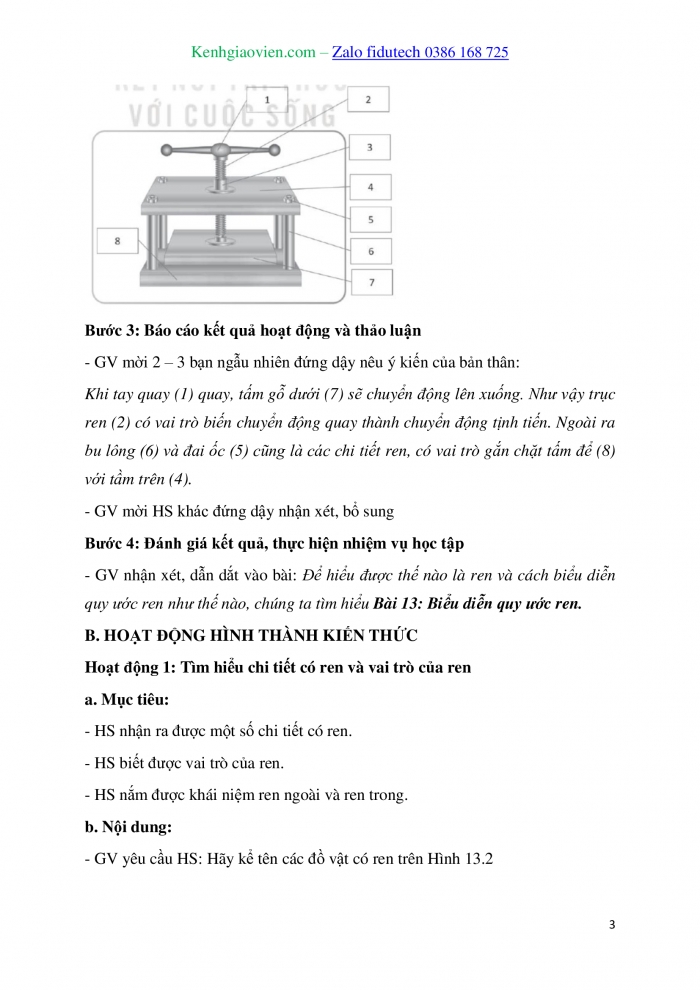 Giáo án và PPT Thiết kế và Công nghệ 10 kết nối Bài 13: Biểu diễn quy ước ren