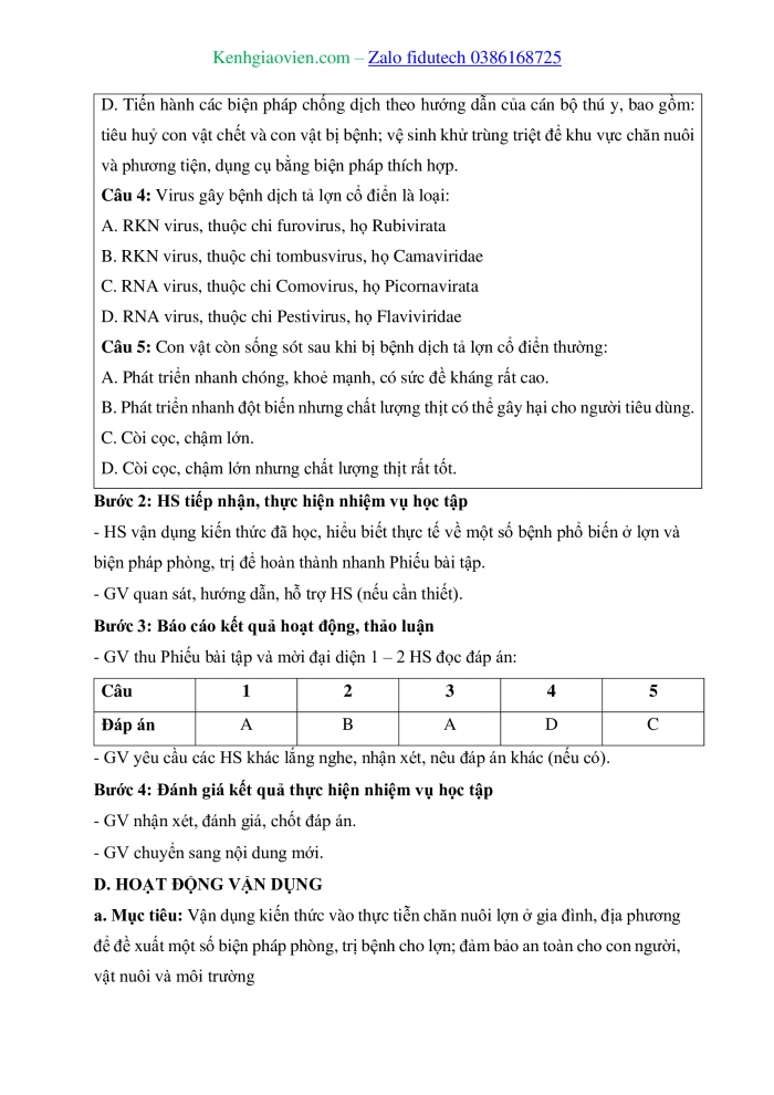 Giáo án và PPT Công nghệ chăn nuôi 11 kết nối Bài 12: Một số bệnh phổ biến ở lợn và biện pháp phòng, trị